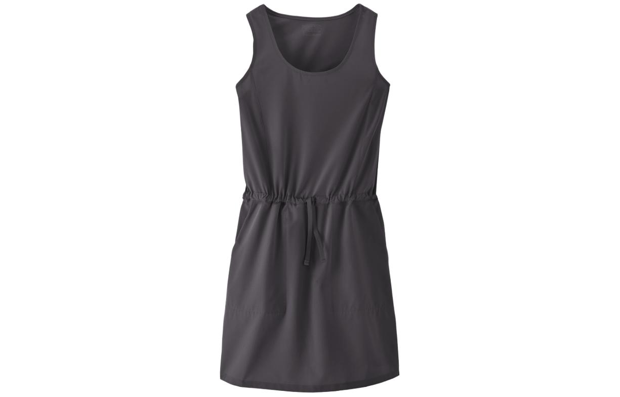 (Women) Patagonia  Fleetwith Sleeveless Mini Dress - Solid Color Waist-Tied Design 58336