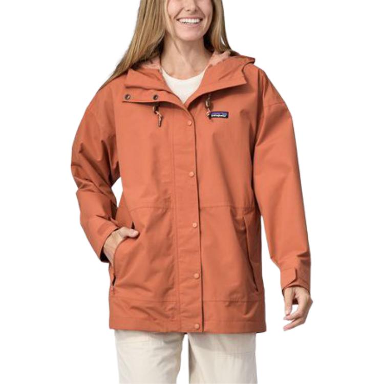 Sizing (W) Patagonia Chaqueta Impermeable con Logo y Capucha Ajustable para Uso Diario. 20405