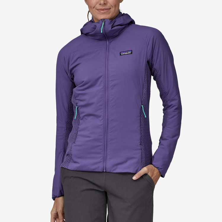 Shop (W) Patagonia Jaket Zip-Up Logo Cetakan Warna Solid. 84426