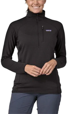 (Women) Patagonia R1 Logo Half-Zip Fleece Pullover - Stretch, Breathable, Blue 40119 4