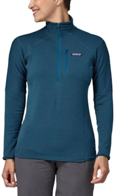 (Women) Patagonia R1 Logo Half-Zip Fleece Pullover - Stretch, Breathable, Blue 40119 Purchase (Women) Patagonia R1 Logo Half-Zip Fleece Pullover - Stretch, Breathable, Blue 40119