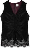 (Women) Paul Smith FW24 Black Lace Trim Sleeveless V-Neck Pleated Top W1R-357M-N10618-79 (Women) Paul Smith FW24 Black Lace Trim Sleeveless V-Neck Pleated Top W1R-357M-N10618-79