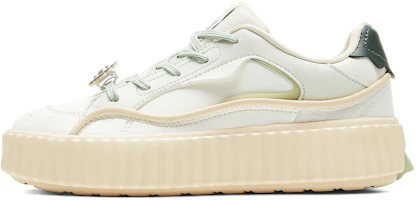 (Women) PEAK Thick-Soled Biscuit Shoes Beige Green Casual Elevated Sneakers DB420022 Off-White/Green (Women) PEAK Thick-Soled Biscuit Shoes Beige Green Casual Elevated Sneakers DB420022 Off-White/Green