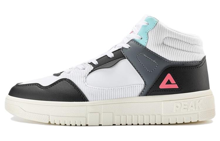 (Women) Peak White Black Mid-Top Skate Shoes - Breathable, Lightweight, Anti-Slip. DB330008 White/Black