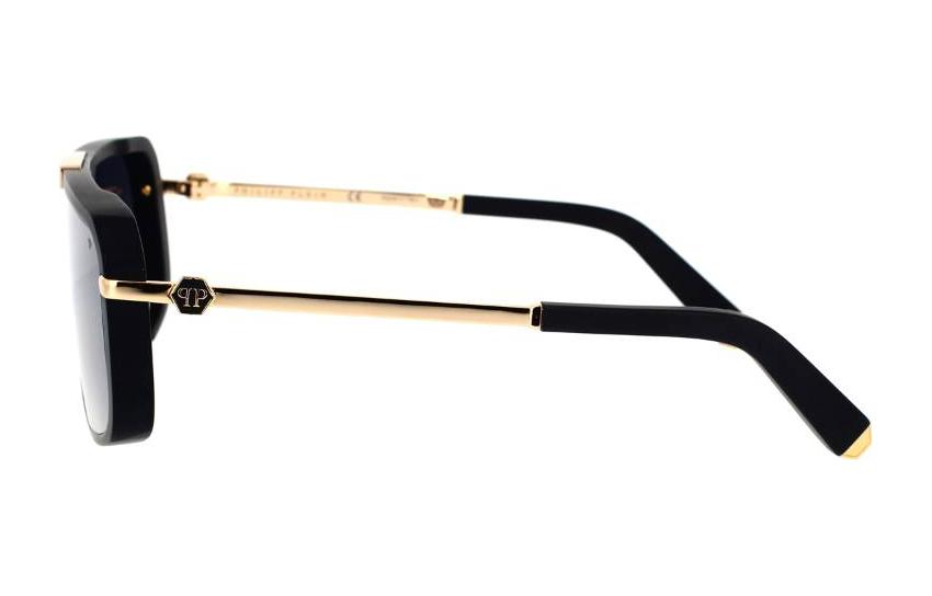 (Women) PHILIPP PLEIN  Black Aviator Sunglasses with Logo Print. SPP008M703X 圖 4