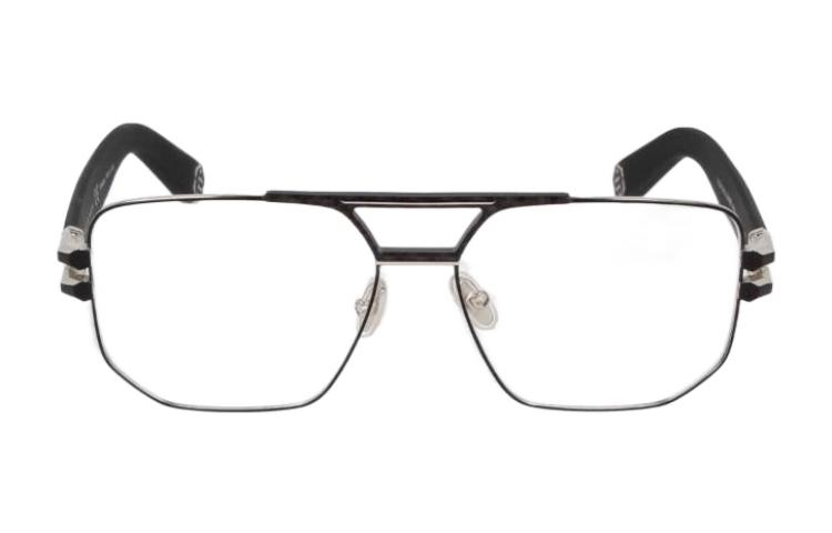 Order (W) Philipp Plein 黑色不規則金屬光學眼鏡附雕刻鏡腳 VPP022M523