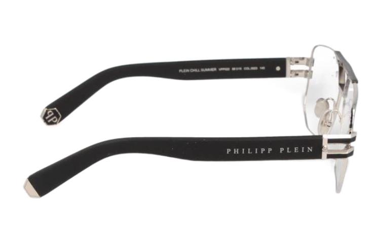 Shop (W) Philipp Plein 黑色不規則金屬光學眼鏡附雕刻鏡腳 VPP022M523