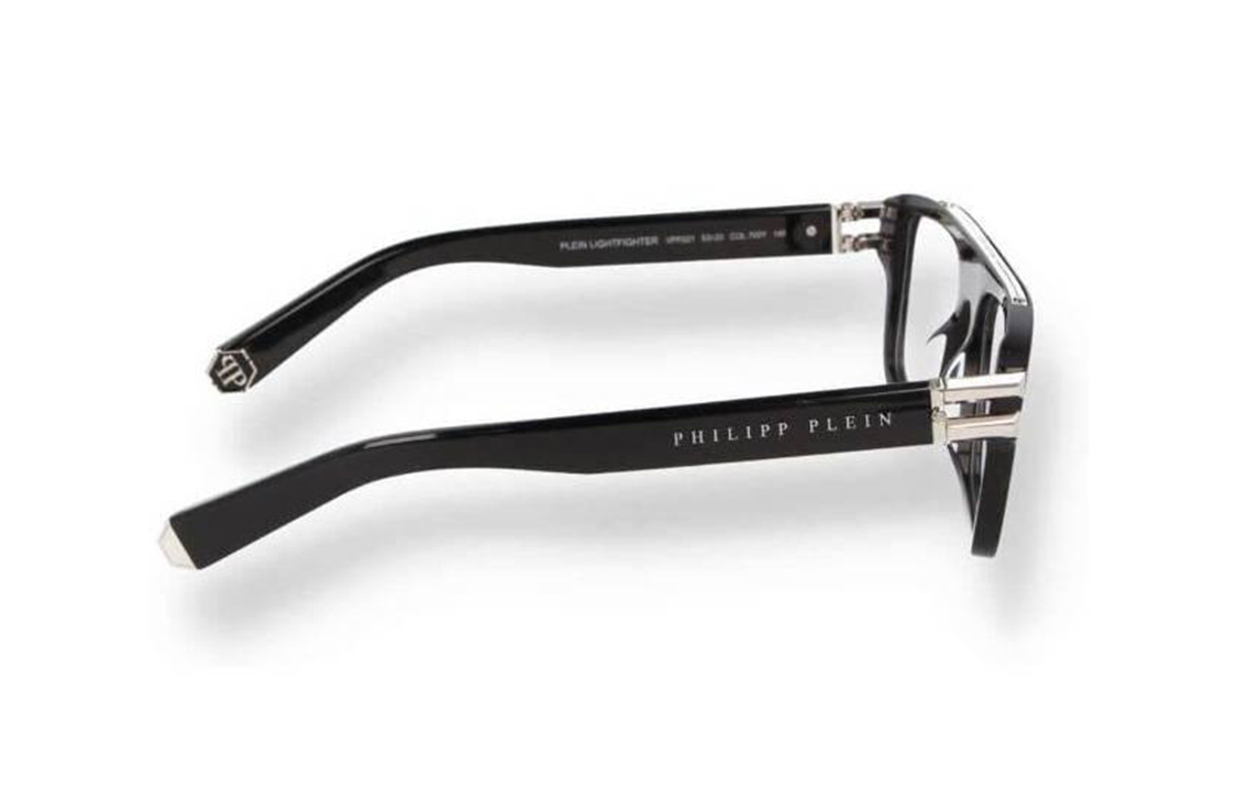 Shop (W) Philipp Plein 黑色光學眼鏡不規則框架搭配字母鏤空鏡腳設計 VPP021MLIGHTFIGHTER700Y