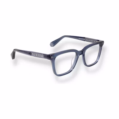 (Women) PHILIPP PLEIN Blue Square Optical Glasses with Side Logo Design. VPP015MFIRSTTOUCH0U11