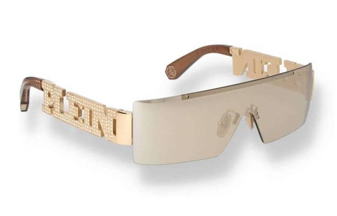 Lookbook (W) 필립 플레인 골드 비정형 합금 선글라스 UV 차단. SPP032SVERYPLEIN300G