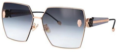 (Women) PHILIPP PLEIN Irregular Gold Acetate Metal Sunglasses with Logo. SPP122S02AM (Women) PHILIPP PLEIN Irregular Gold Acetate Metal Sunglasses with Logo. SPP122S02AM