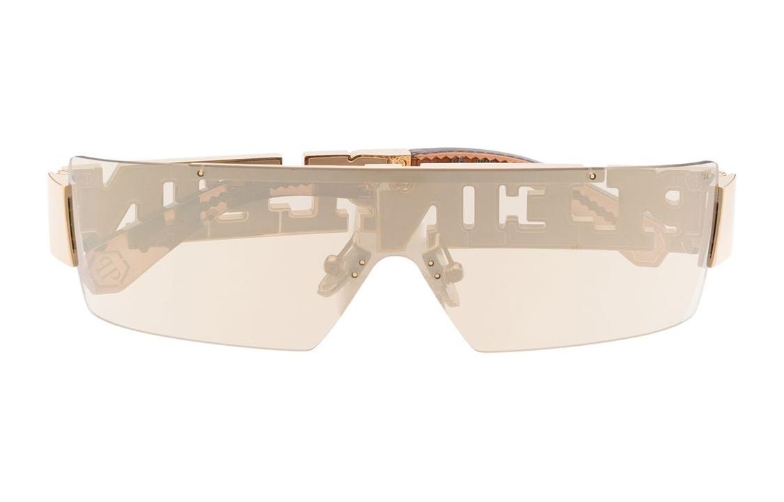 (Women) PHILIPP PLEIN  Irregular Metal Frame Logo Sunglasses Gold SPP032S300G