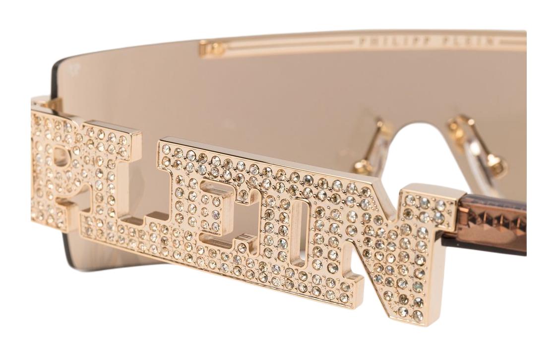 Lookbook (W) PHILIPP PLEIN 不規則金屬框Logo太陽眼鏡 金色 SPP032S300G