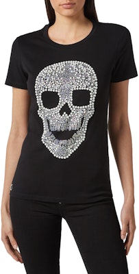 (W) PHILIPP PLEIN 骷髏水鑽裝飾圓領T恤 黑色 P19C-WTK1283-PTE003N-02 Shop (W) PHILIPP PLEIN 骷髏水鑽裝飾圓領T恤 黑色 P19C-WTK1283-PTE003N-02