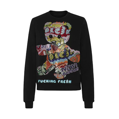 (Women) PHILIPP PLEIN Black Crewneck Pullover Long Sleeve Sweatshirt PADC-WJO0956-PJO002N-02