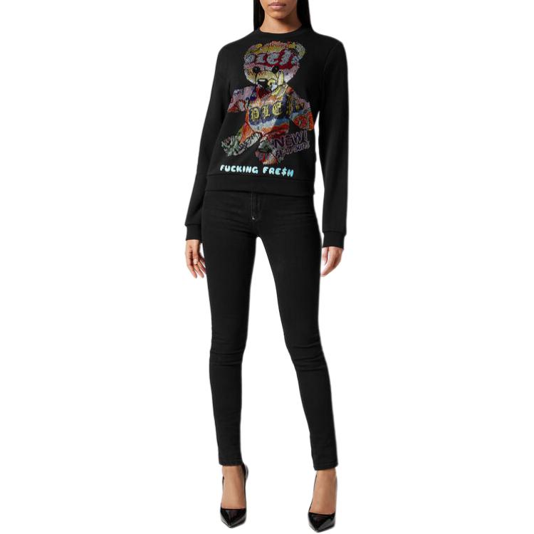 Lookbook (W) 菲利普普林黑色圆领长袖套头衫卫衣 PADC-WJO0956-PJO002N-02