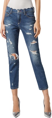 (W) PHILIPP PLEIN Jeans Wanita Slim Fit Cropped Biru Distressed. P19C-WDT1032-PDE004N-08ON Shop (W) PHILIPP PLEIN Jeans Wanita Slim Fit Cropped Biru Distressed. P19C-WDT1032-PDE004N-08ON