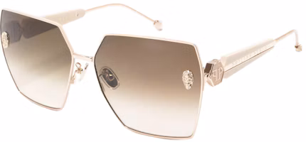 Order (W) PHILIPP PLEIN 金色不規則logo女士太陽眼鏡 SPP122S