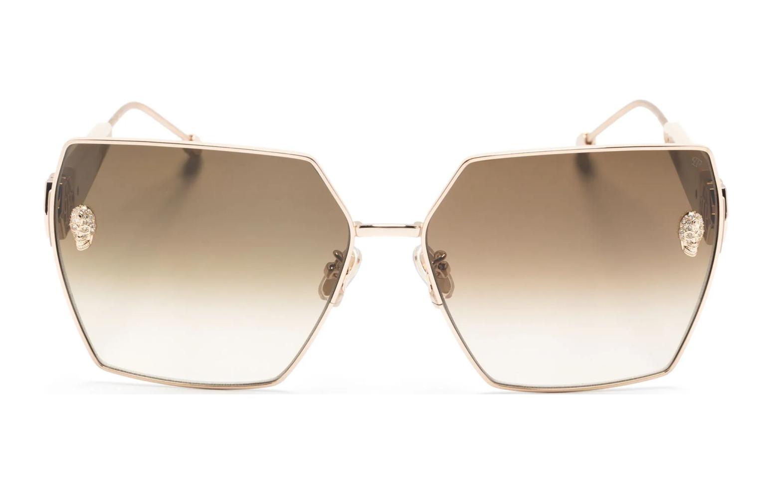 Lookbook (W) PHILIPP PLEIN 金色不規則logo女士太陽眼鏡 SPP122S