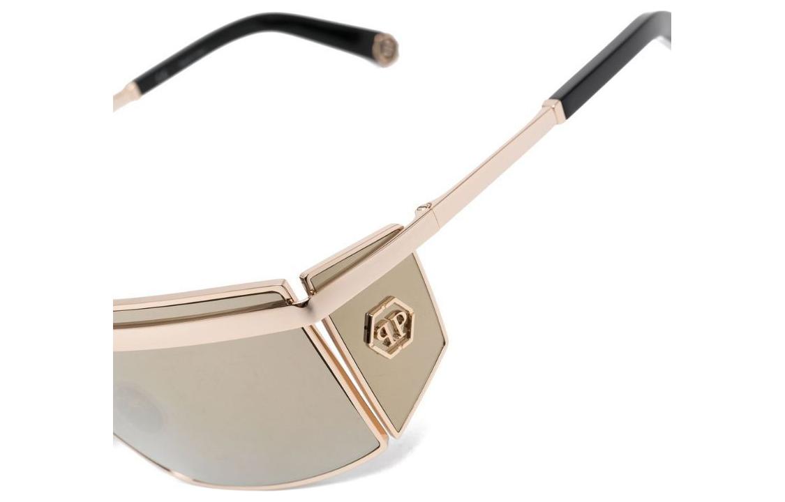 Shop (W) Kacamata Wanita PHILIPP PLEIN Emas Metalik dengan Detail Logo. SPP013