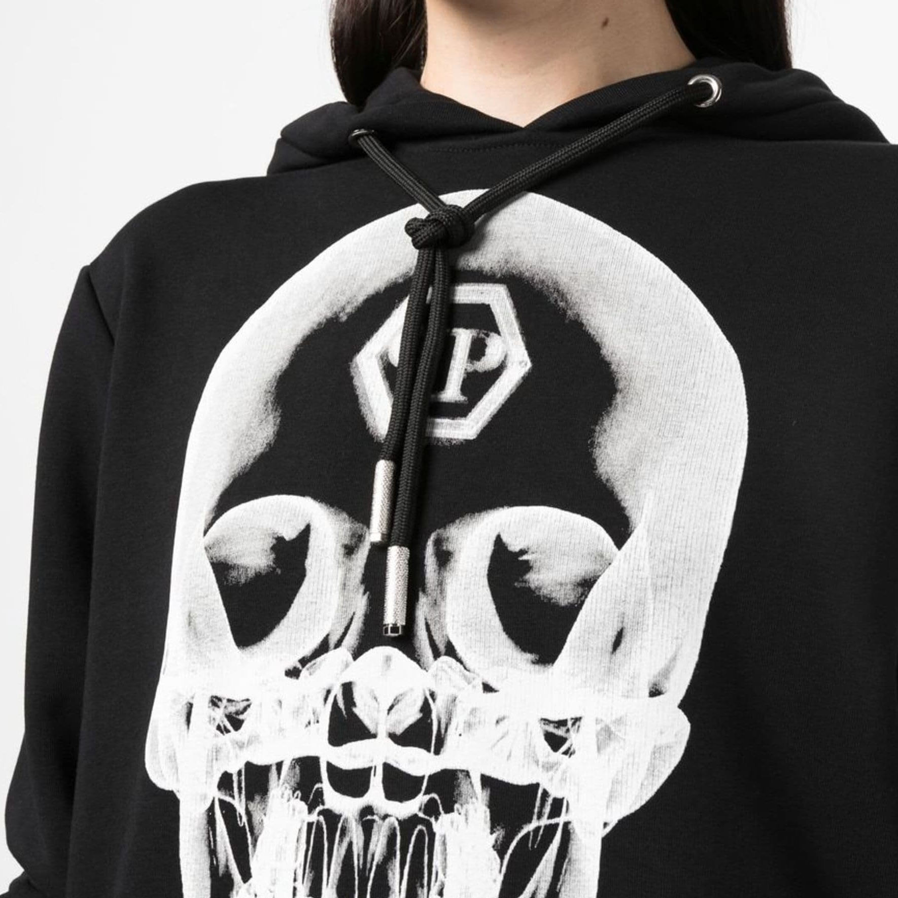 Details for (W) 菲利普普兰骷髅印花宽松连帽衫 - 黑色 FABC-WJB1577-PJY002N-02