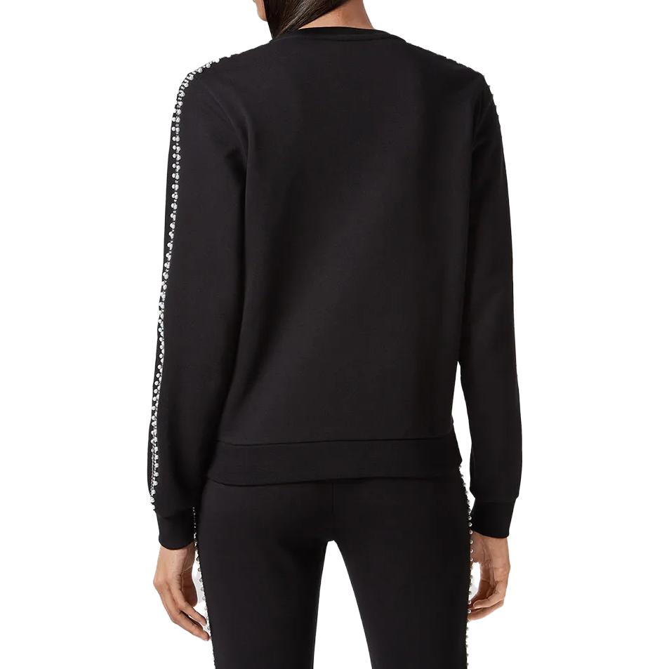 Shop (W) PHILIPP PLEIN SS23 Kaos Lengan Panjang Cotton Hitam Motif Tengkorak. P19C-WJO0452-PTE003N-02