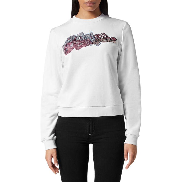 Shop (W) PHILIPP PLEIN 白色圆领炸弹涂鸦印花卫衣 PADC-WJO0950-PJO002N-01