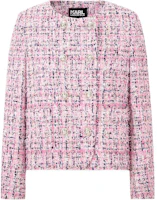 (Women) Pink Karl Lagerfeld Tweed Double-Breasted Cropped Jacket E41W1515 (Women) Pink Karl Lagerfeld Tweed Double-Breasted Cropped Jacket E41W1515
