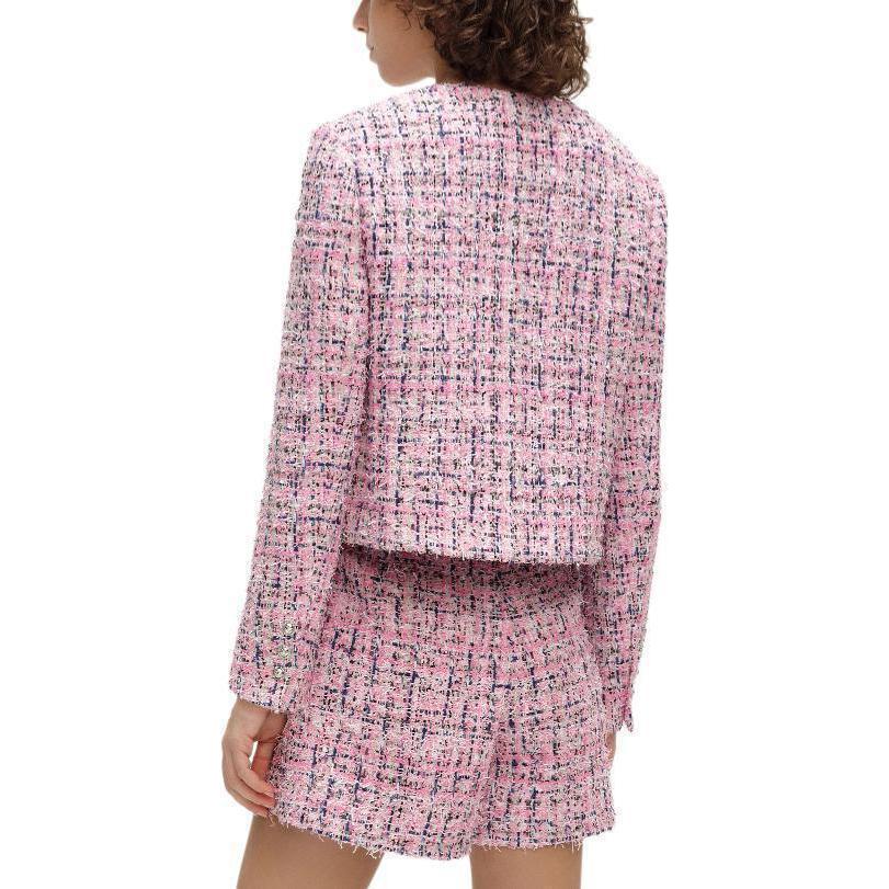 (Women) Pink Karl Lagerfeld Tweed Double-Breasted Cropped Jacket E41W1515 圖 6