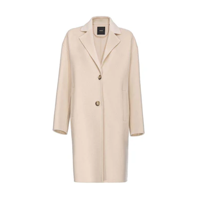 (Women) PINKO Beige Solid Single-Breasted Casual Coat SS24. 103817Y27P