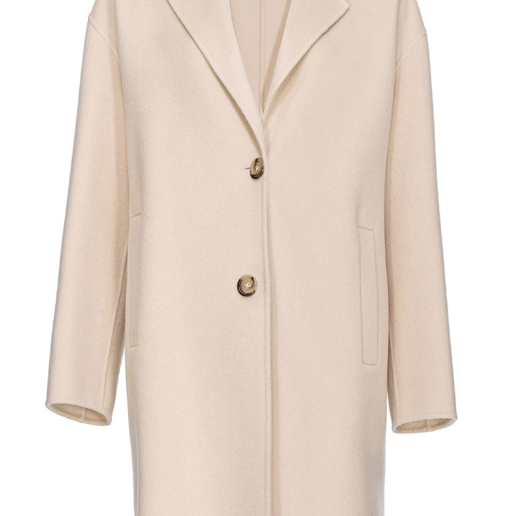 Shop (W) PINKO 베이지 솔리드 싱글 브레스티드 캐주얼 코트 SS24. 103817Y27P