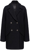 (Women) PINKO Black Double-Breasted Coat with Solid Lapel Design. 1G18CPZ350-Z99 (Women) PINKO Black Double-Breasted Coat with Solid Lapel Design. 1G18CPZ350-Z99