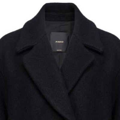(W) PINKO 黑色雙排扣大衣配簡約翻領設計。 1G18CPZ350-Z99 Shop (W) PINKO 黑色雙排扣大衣配簡約翻領設計。 1G18CPZ350-Z99