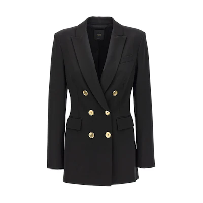 (Women) PINKO Black Double-Breasted Long Sleeve Blazer 100154A1L3-Z99