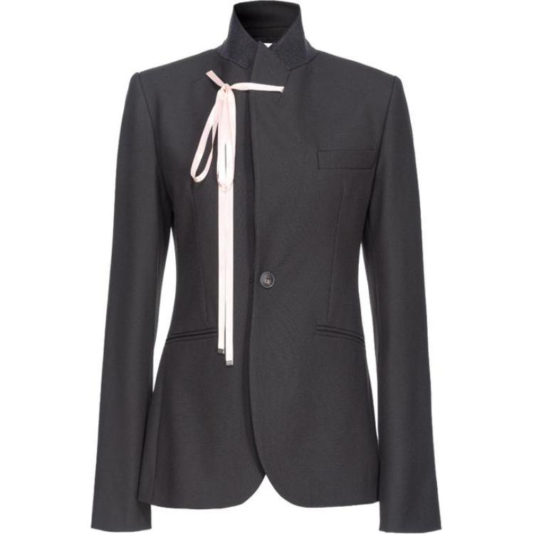 Order (W) PINKO Jaket Hitam Leher Tinggi Lengan Panjang Single-Breasted 103489A1UY-ZN1