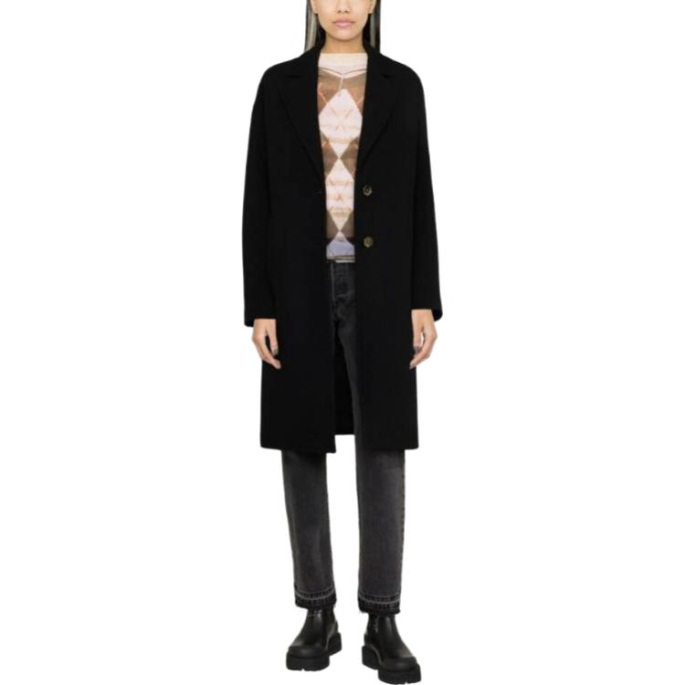 Lookbook (W) PINKO 블랙 롱 싱글 브레스티드 코트 101809Y7DY-Z99