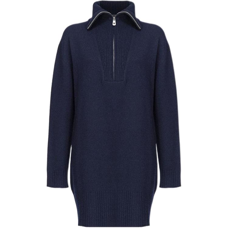 (Women) PINKO  Black Short Solid Color Long Sleeve Collar Dress. 104052A22U-G03