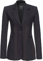 (Women) PINKO Black Single-Breasted Blazer with Striped Lapel Design. 103032A1MX-Z99 (Women) PINKO Black Single-Breasted Blazer with Striped Lapel Design. 103032A1MX-Z99