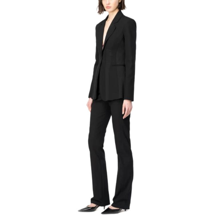 Sizing (W) PINKO 黑色單排扣西裝外套附條紋翻領設計。 103032A1MX-Z99