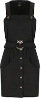(Women) PINKO Black Sleeveless Mini Dress with Logo Patch and Square Neckline. 103212A1N3-Z99 (Women) PINKO Black Sleeveless Mini Dress with Logo Patch and Square Neckline. 103212A1N3-Z99