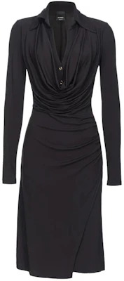 (W) PINKO Gaun Midi Lengan Panjang Slim Fit Leher-V Hitam. 103052A1L0-Z99 Order (W) PINKO Gaun Midi Lengan Panjang Slim Fit Leher-V Hitam. 103052A1L0-Z99