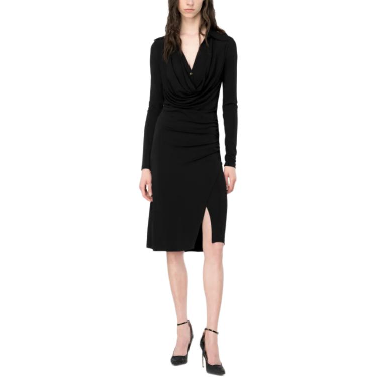 (Women) PINKO  Black Slim-Fit V-Neck Long Sleeve Midi Dress. 103052A1L0-Z99 圖 4