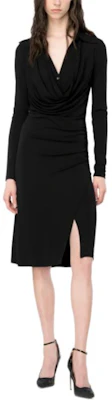 (W) PINKO Gaun Midi Lengan Panjang Slim Fit Leher-V Hitam. 103052A1L0-Z99 Shop (W) PINKO Gaun Midi Lengan Panjang Slim Fit Leher-V Hitam. 103052A1L0-Z99