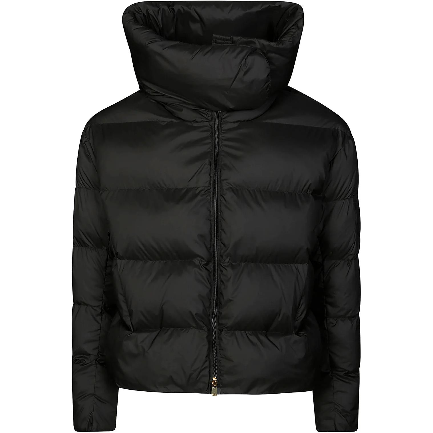 (Women) PINKO  Black Solid Color Zip-Up Jacket with Stand Collar. 101602A1ZV-Z99