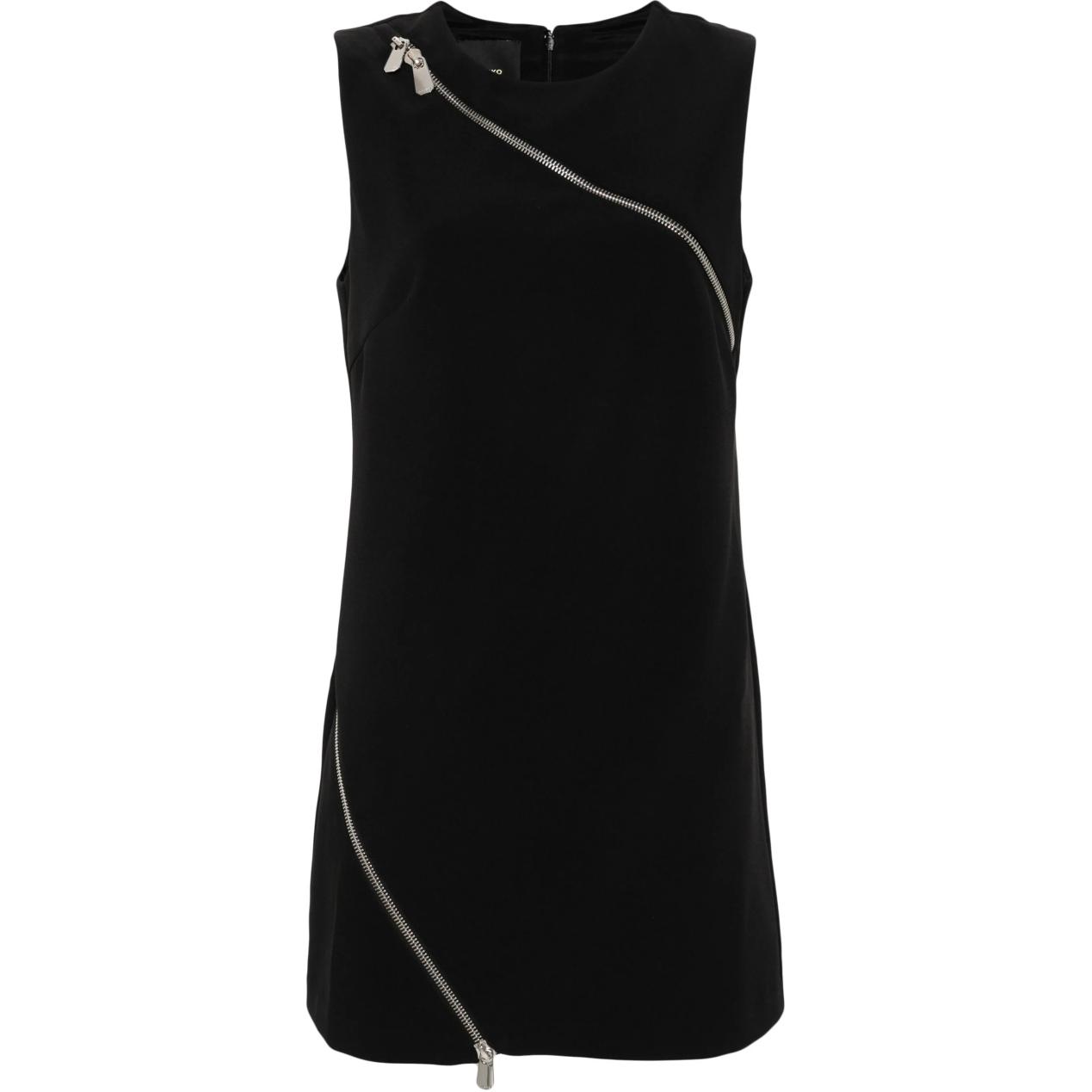 (Women) PINKO  Black Textured Crepe Sleeveless Mini Dress with Zipper Detail. 103868A20A-Z99
