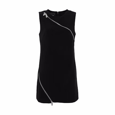 (Women) PINKO Black Textured Crepe Sleeveless Mini Dress with Zipper Detail. 103868A20A-Z99