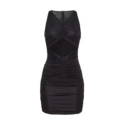 (Women) PINKO Black V-Neck Slim Fit Sleeveless Mini Dress with Zipper Detail 103267A1JS-Z99