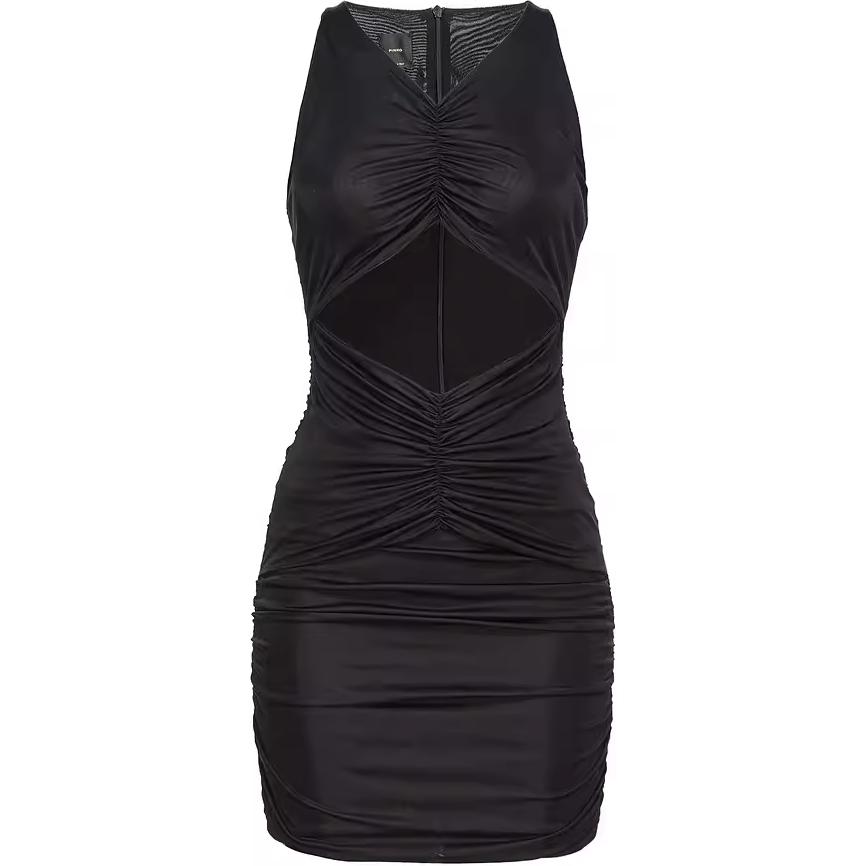 Order (W) PINKO 黑色V领修身无袖迷你连衣裙带拉链细节 103267A1JS-Z99