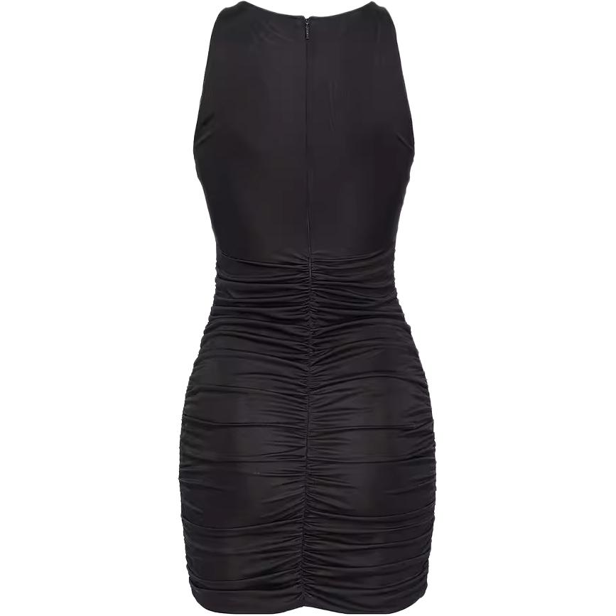 Lookbook (W) PINKO 黑色V领修身无袖迷你连衣裙带拉链细节 103267A1JS-Z99