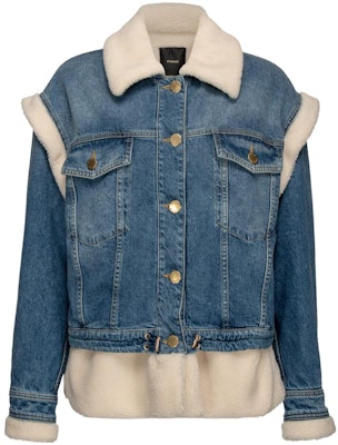 (W) PINKO 藍色丹寧外套 對比拼接 單排扣設計 1J111HA0D3-EC8 Buy (W) PINKO 藍色丹寧外套 對比拼接 單排扣設計 1J111HA0D3-EC8